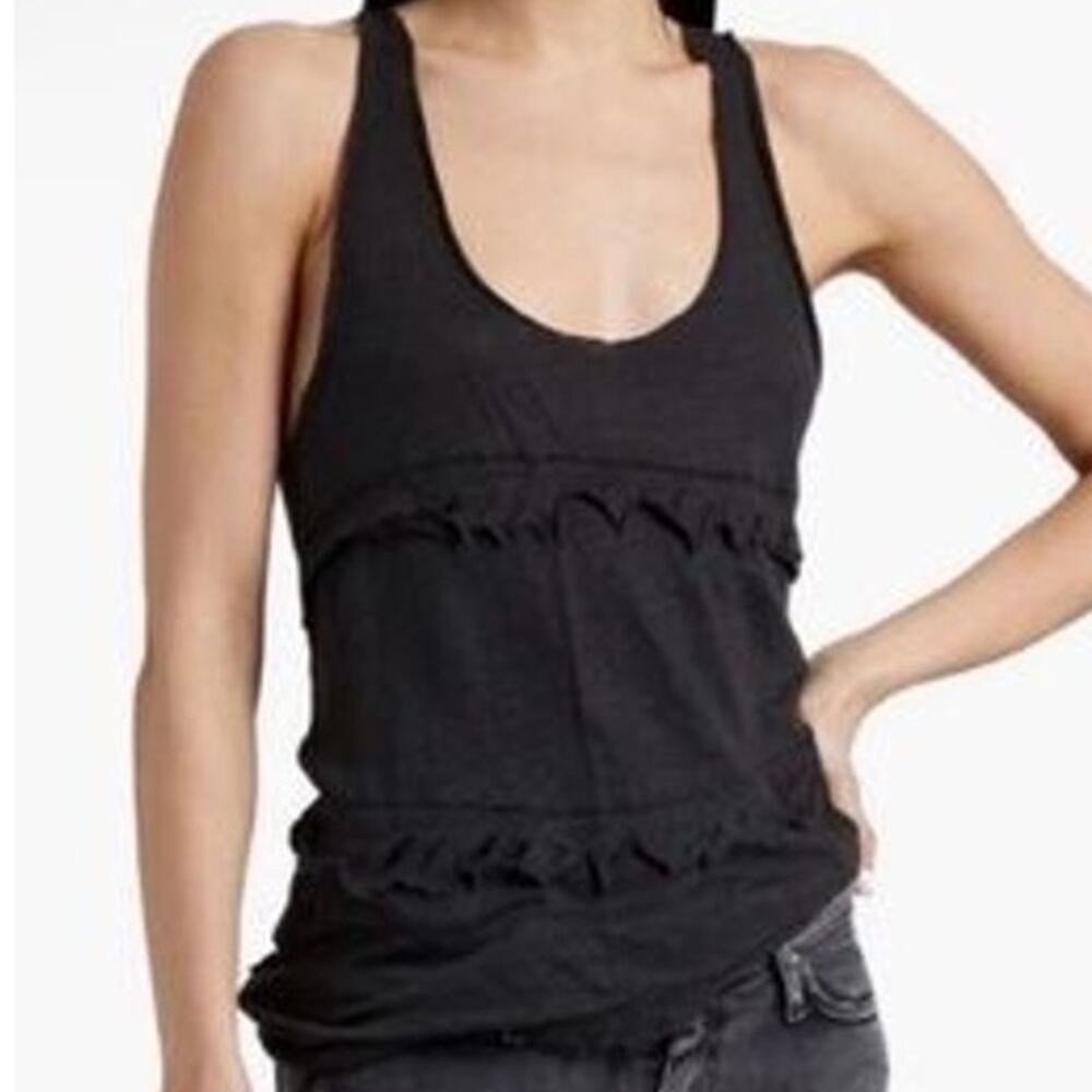 IRO Jeans Tank Top Black Bohamspe Linen Distressed Racerback Women's Size XS NWT